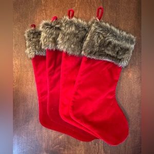 Set of 4 Velvet Christmas Stockings